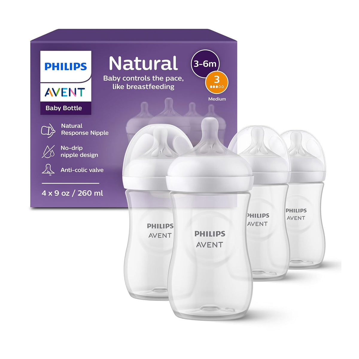 Philips Avent Natural Baby Bottle 2+2 Free